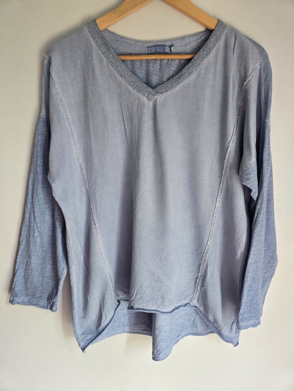 MADE IN ITALY Light Blue V-Neck Top